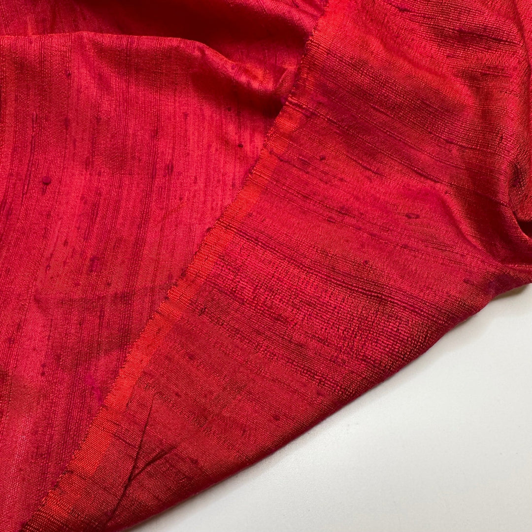 UB - Deep In The Fire Heart - Vintage Dupioni Silk Woven - Dark Red/Pink - 2.4M Bundle - True Deadstock fabric Fabric by private - Sustainable Textile | FABCYCLE