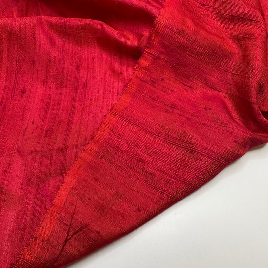 UB - Deep In The Fire Heart - Vintage Dupioni Silk Woven - Dark Red/Pink - 2.4M Bundle - True Deadstock fabric Fabric by private - Sustainable Textile | FABCYCLE