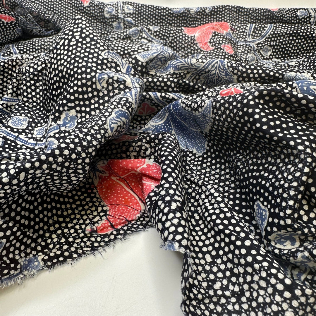 UB - Dragon Scale Decor - Cotton Woven - Black Multi Polka Dot Floral - 6.7M Bundle - True Deadstock fabric Fabric by private - Sustainable Textile | FABCYCLE