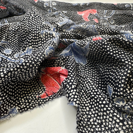 UB - Dragon Scale Decor - Cotton Woven - Black Multi Polka Dot Floral - 6.7M Bundle - True Deadstock fabric Fabric by private - Sustainable Textile | FABCYCLE