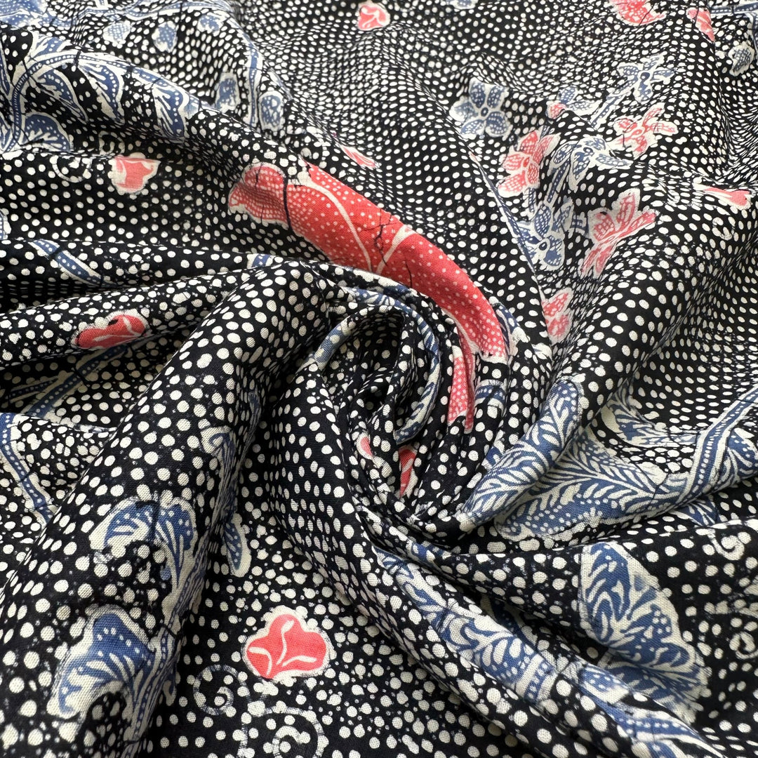 UB - Dragon Scale Decor - Cotton Woven - Black Multi Polka Dot Floral - 6.7M Bundle - True Deadstock fabric Fabric by private - Sustainable Textile | FABCYCLE