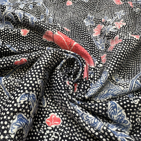 UB - Dragon Scale Decor - Cotton Woven - Black Multi Polka Dot Floral - 6.7M Bundle - True Deadstock fabric Fabric by private - Sustainable Textile | FABCYCLE