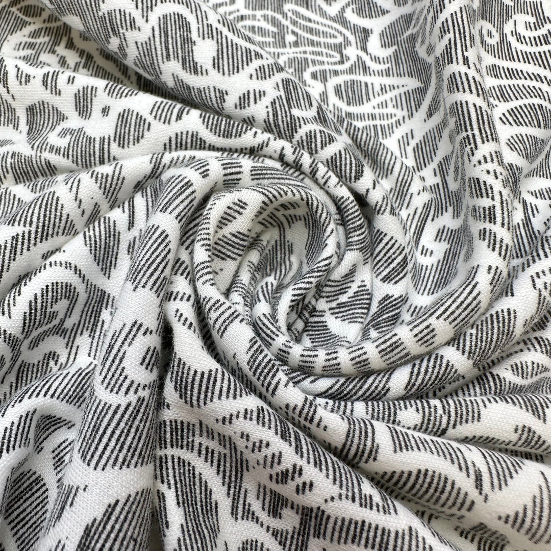 UB - Etchesketch - Jersey Cotton Knit - White/Grey Floral - 2.9M Bundle - True Deadstock fabric Fabric by private - Sustainable Textile | FABCYCLE