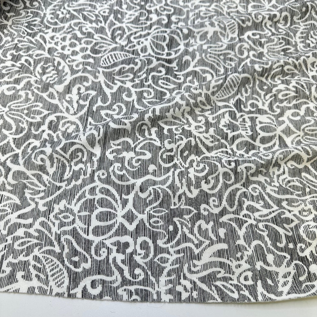 UB - Etchesketch - Jersey Cotton Knit - White/Grey Floral - 2.9M Bundle - True Deadstock fabric Fabric by private - Sustainable Textile | FABCYCLE