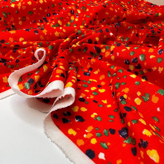 UB - Explosion - Vintage Poly Knit - Red Multi Polka Dots - 1.65M Bundle - True Deadstock fabric Fabric by private - Sustainable Textile | FABCYCLE