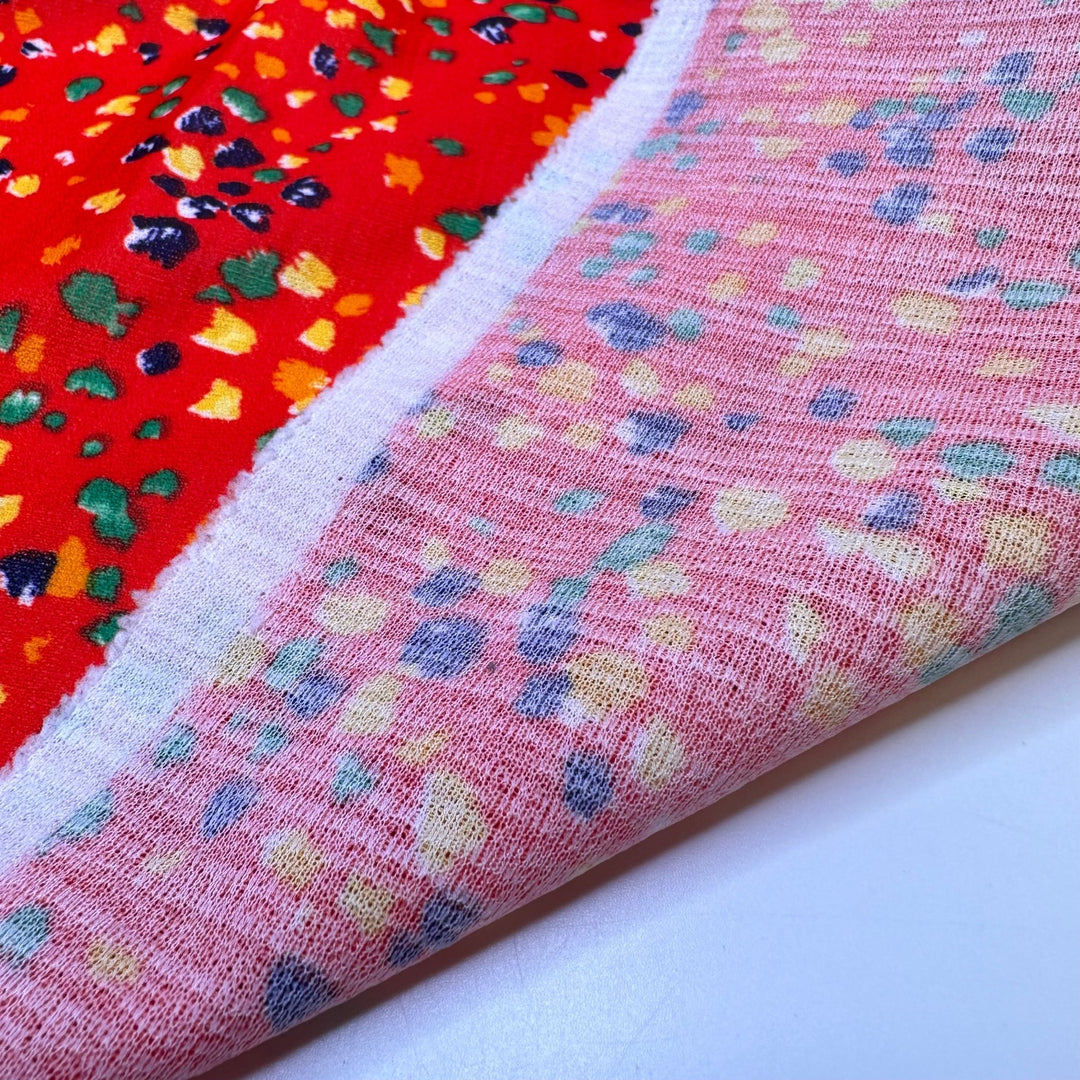 UB - Explosion - Vintage Poly Knit - Red Multi Polka Dots - 1.65M Bundle - True Deadstock fabric Fabric by private - Sustainable Textile | FABCYCLE