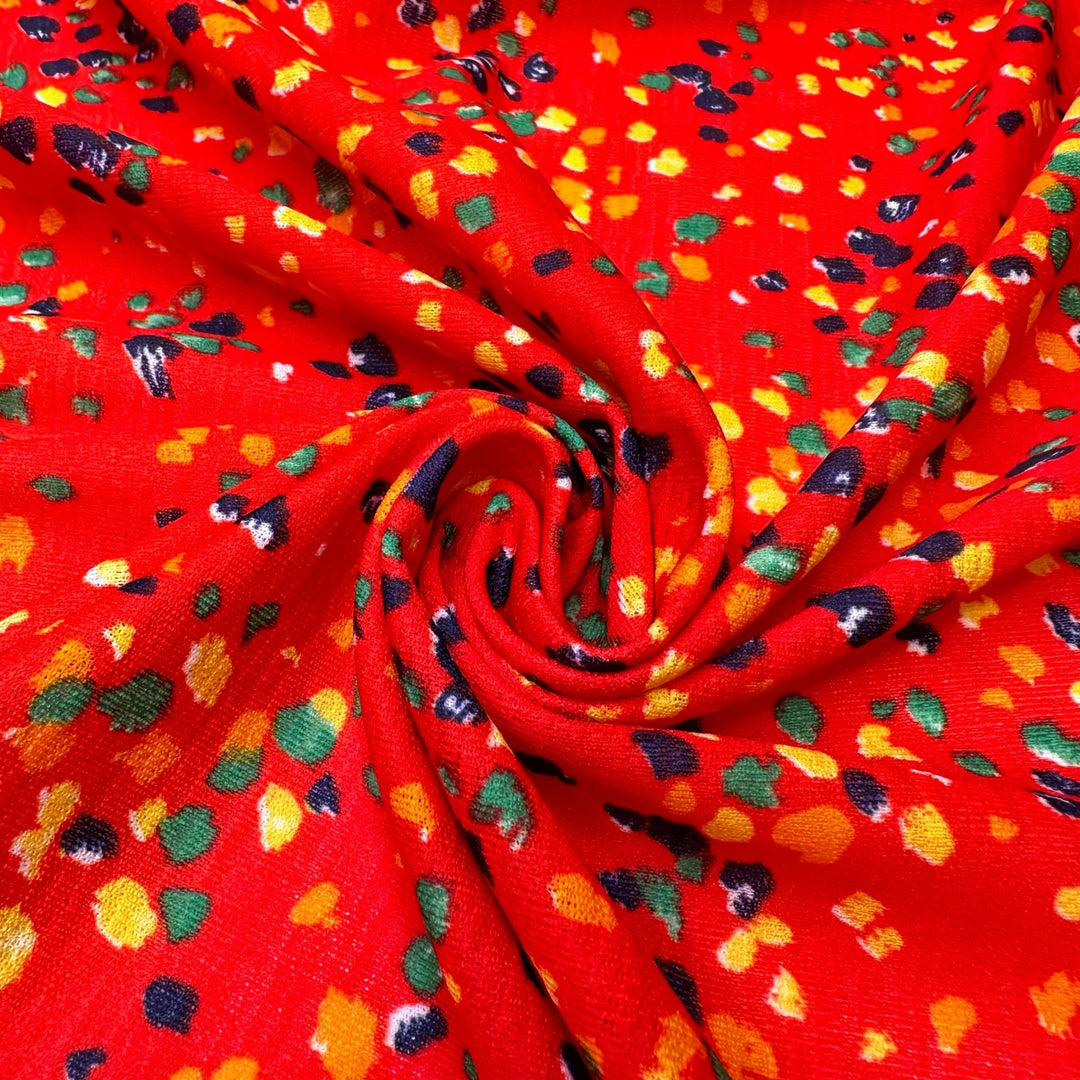 UB - Explosion - Vintage Poly Knit - Red Multi Polka Dots - 1.65M Bundle - True Deadstock fabric Fabric by private - Sustainable Textile | FABCYCLE