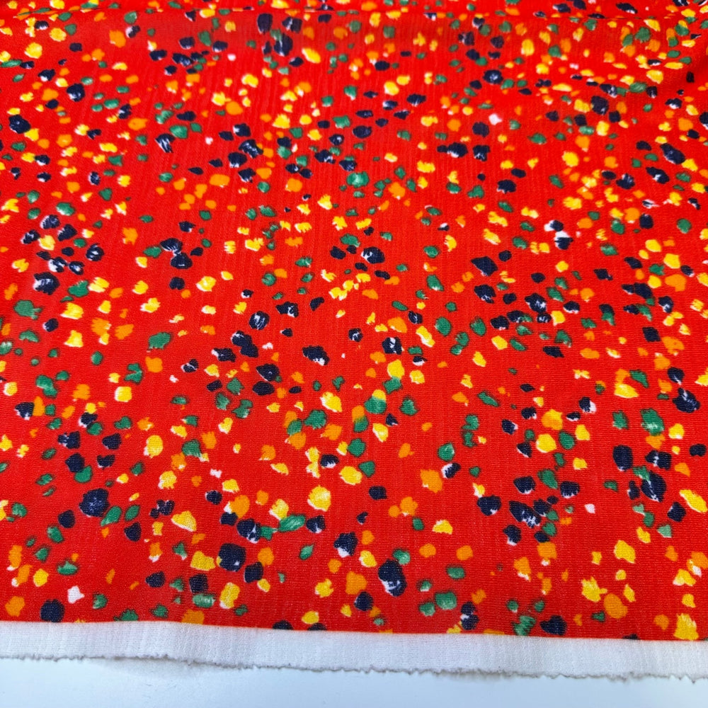 UB - Explosion - Vintage Poly Knit - Red Multi Polka Dots - 1.65M Bundle - True Deadstock fabric Fabric by private - Sustainable Textile | FABCYCLE