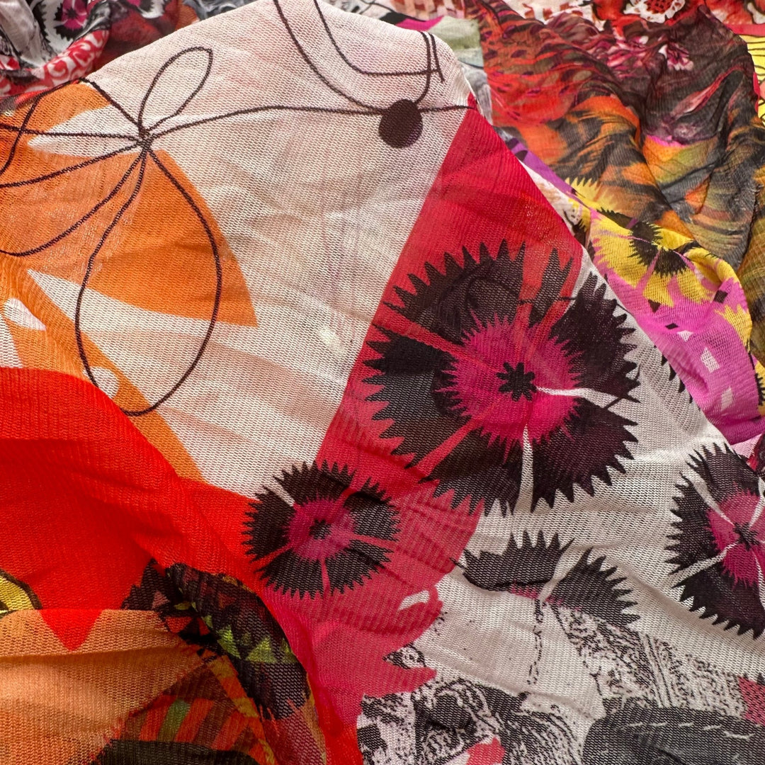 UB - Freemont - Mesh Polyester Blend Knit - Red Multi Abstract - 3.8M Bundle - True Deadstock fabric Fabric by private - Sustainable Textile | FABCYCLE