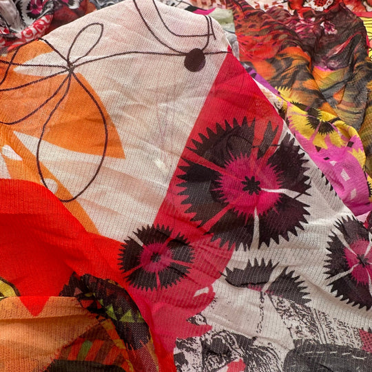 UB - Freemont - Mesh Polyester Blend Knit - Red Multi Abstract - 3.8M Bundle - True Deadstock fabric Fabric by private - Sustainable Textile | FABCYCLE