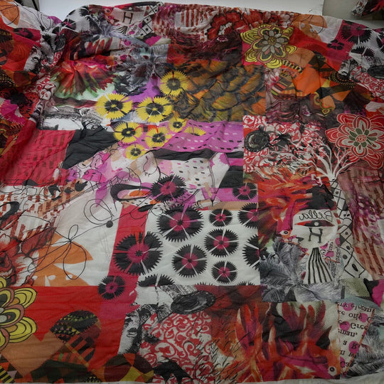 UB - Freemont - Mesh Polyester Blend Knit - Red Multi Abstract - 3.8M Bundle - True Deadstock fabric Fabric by private - Sustainable Textile | FABCYCLE