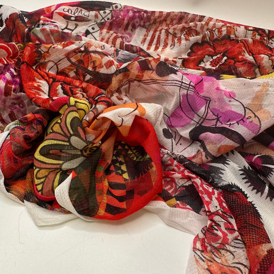 UB - Freemont - Mesh Polyester Blend Knit - Red Multi Abstract - 3.8M Bundle - True Deadstock fabric Fabric by private - Sustainable Textile | FABCYCLE
