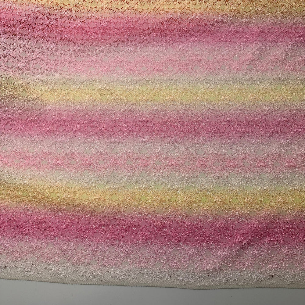 UB - Good Morning Sunshine - Lace Poly/Spandex Knit - Pink/Yellow Abstract - 1.9M Bundle - True Deadstock fabric Fabric by private - Sustainable Textile | FABCYCLE