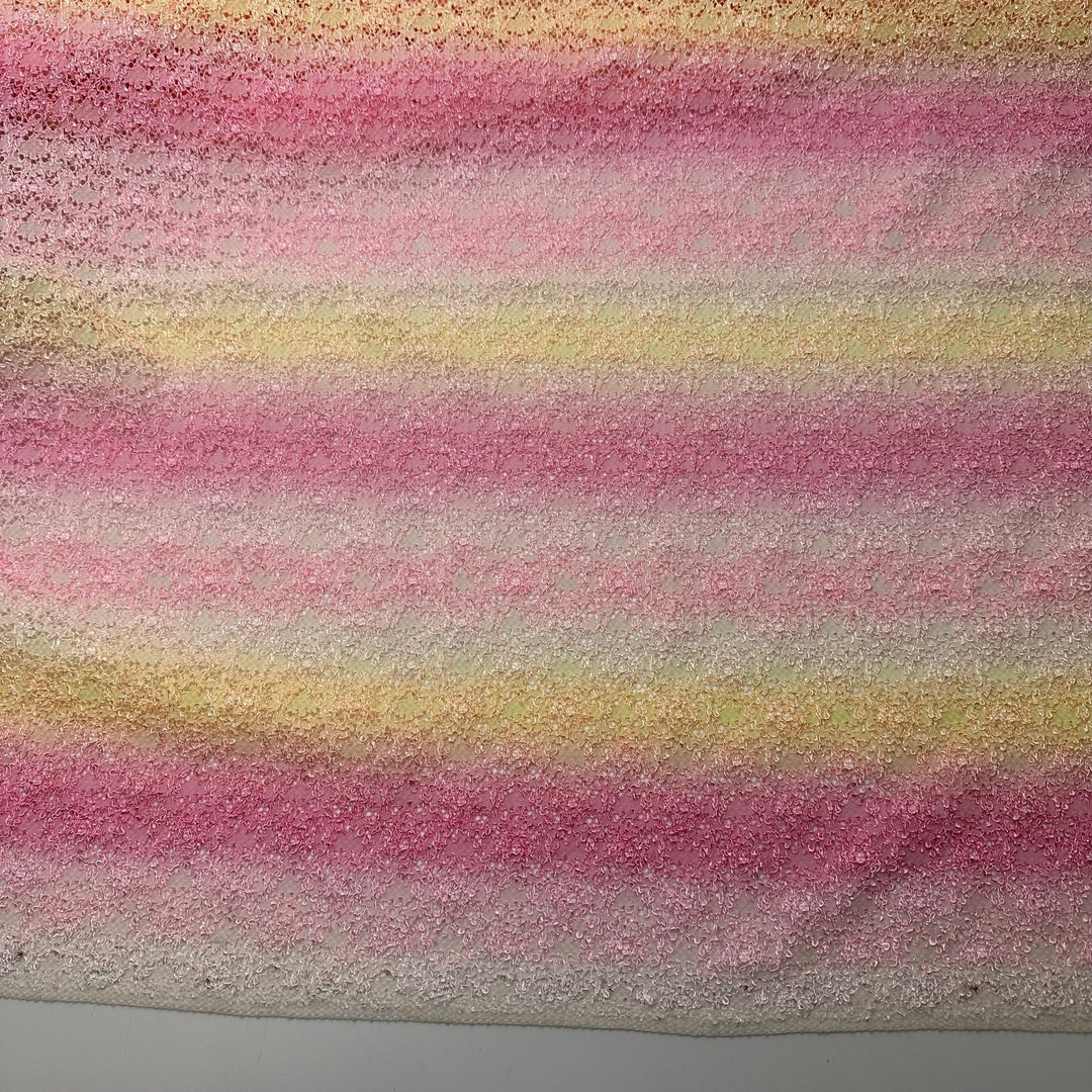 UB - Good Morning Sunshine - Lace Poly/Spandex Knit - Pink/Yellow Abstract - 1.9M Bundle - True Deadstock fabric Fabric by private - Sustainable Textile | FABCYCLE
