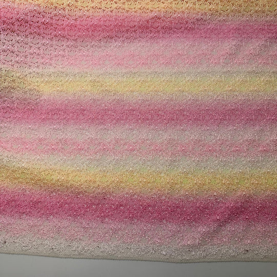 UB - Good Morning Sunshine - Lace Poly/Spandex Knit - Pink/Yellow Abstract - 1.9M Bundle - True Deadstock fabric Fabric by private - Sustainable Textile | FABCYCLE