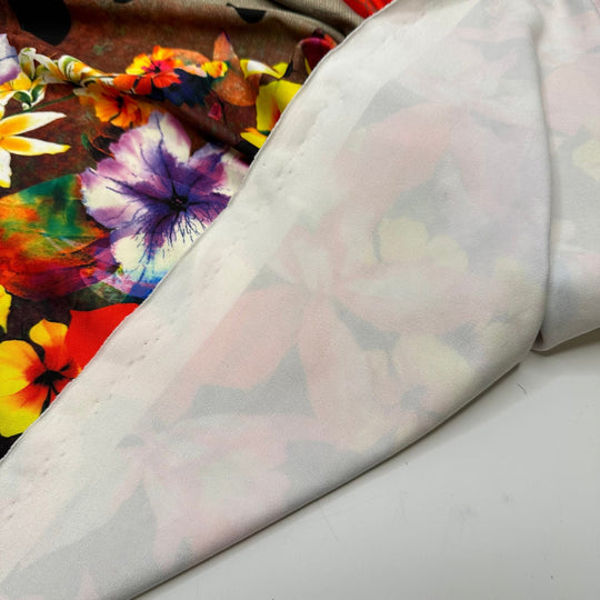 UB - Growth In Abundance - Jersey Poly/Spandex Knit - Beige Multi Floral Border - 2.3M Bundle - True Deadstock fabric Fabric by private - Sustainable Textile | FABCYCLE