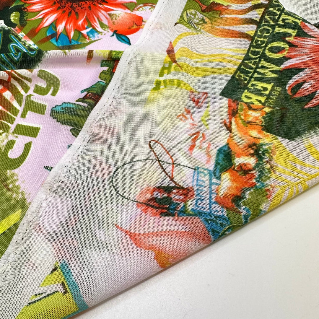 UB - Hawaiian Get Away - Mesh Poly Knit - Multi Pin Up Motif - 1.1M Bundle - True Deadstock fabric Fabric by private - Sustainable Textile | FABCYCLE