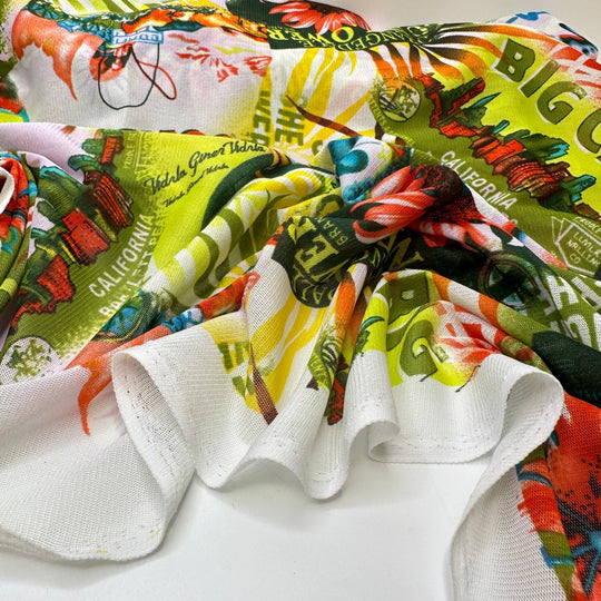 UB - Hawaiian Get Away - Mesh Poly Knit - Multi Pin Up Motif - 1.1M Bundle - True Deadstock fabric Fabric by private - Sustainable Textile | FABCYCLE