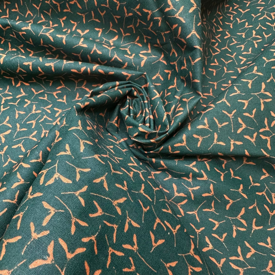 UB - Helicopter Wishes - Cotton Woven - Green/Orange Seed Pod Helicopter - 3.9M Bundle - True Deadstock fabric Fabric by private - Sustainable Textile | FABCYCLE