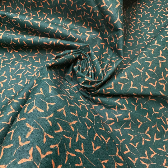 UB - Helicopter Wishes - Cotton Woven - Green/Orange Seed Pod Helicopter - 3.9M Bundle - True Deadstock fabric Fabric by private - Sustainable Textile | FABCYCLE