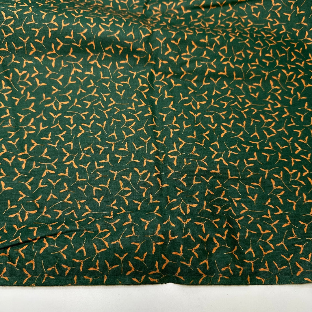 UB - Helicopter Wishes - Cotton Woven - Green/Orange Seed Pod Helicopter - 3.9M Bundle - True Deadstock fabric Fabric by private - Sustainable Textile | FABCYCLE