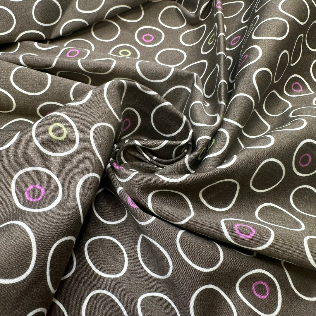 UB - Hula Hoop Competition - Cotton/Spandex Woven - Cream/Taupe Geometric - 0.8M Bundle - True Deadstock fabric Fabric by private - Sustainable Textile | FABCYCLE