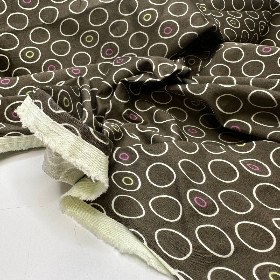 UB - Hula Hoop Competition - Cotton/Spandex Woven - Cream/Taupe Geometric - 0.8M Bundle - True Deadstock fabric Fabric by private - Sustainable Textile | FABCYCLE