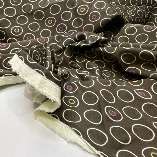 UB - Hula Hoop Competition - Cotton/Spandex Woven - Cream/Taupe Geometric - 0.8M Bundle - True Deadstock fabric Fabric by private - Sustainable Textile | FABCYCLE