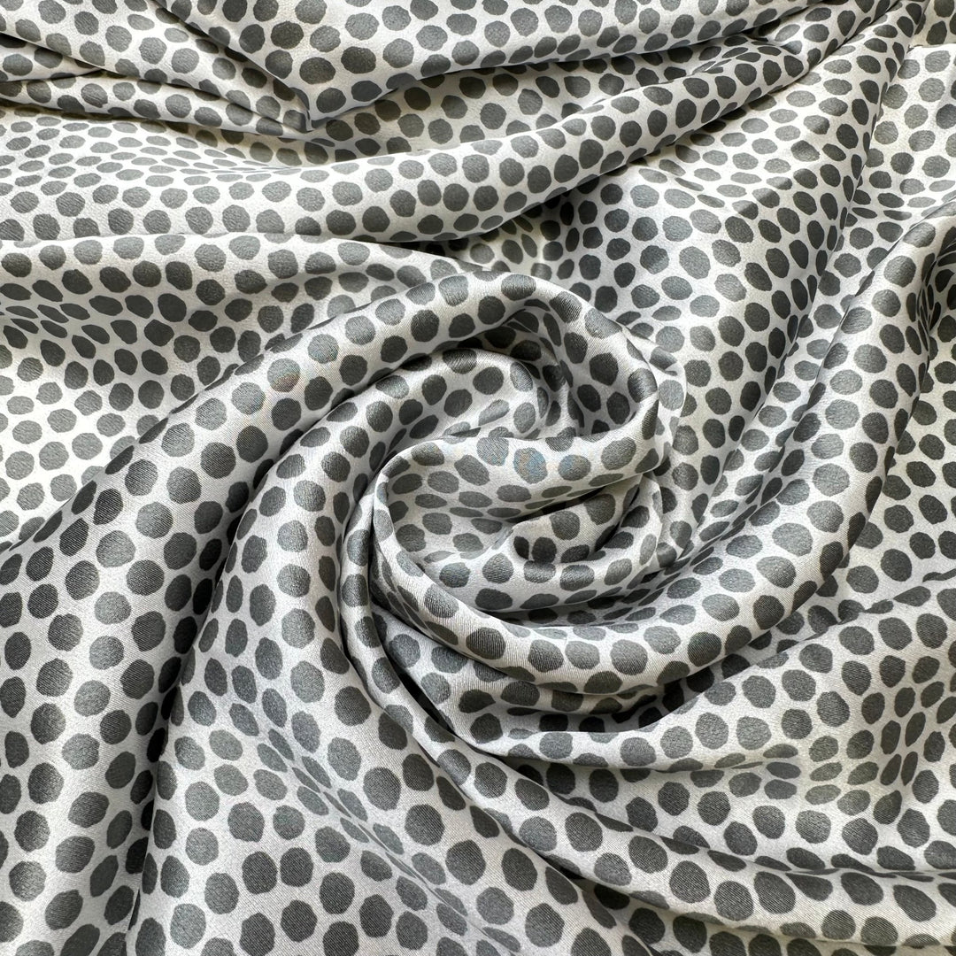 UB - Imperfect Perfection - Satin Silk Woven - White/Grey Polka Dots - 2.3M Bundle - True Deadstock fabric Fabric by private - Sustainable Textile | FABCYCLE