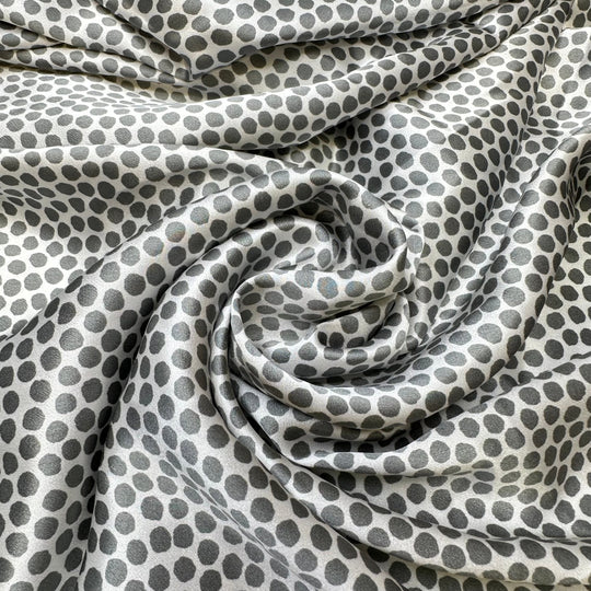 UB - Imperfect Perfection - Satin Silk Woven - White/Grey Polka Dots - 2.3M Bundle - True Deadstock fabric Fabric by private - Sustainable Textile | FABCYCLE