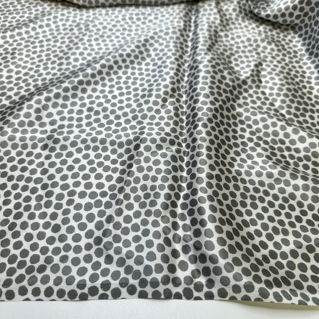 UB - Imperfect Perfection - Satin Silk Woven - White/Grey Polka Dots - 2.3M Bundle - True Deadstock fabric Fabric by private - Sustainable Textile | FABCYCLE
