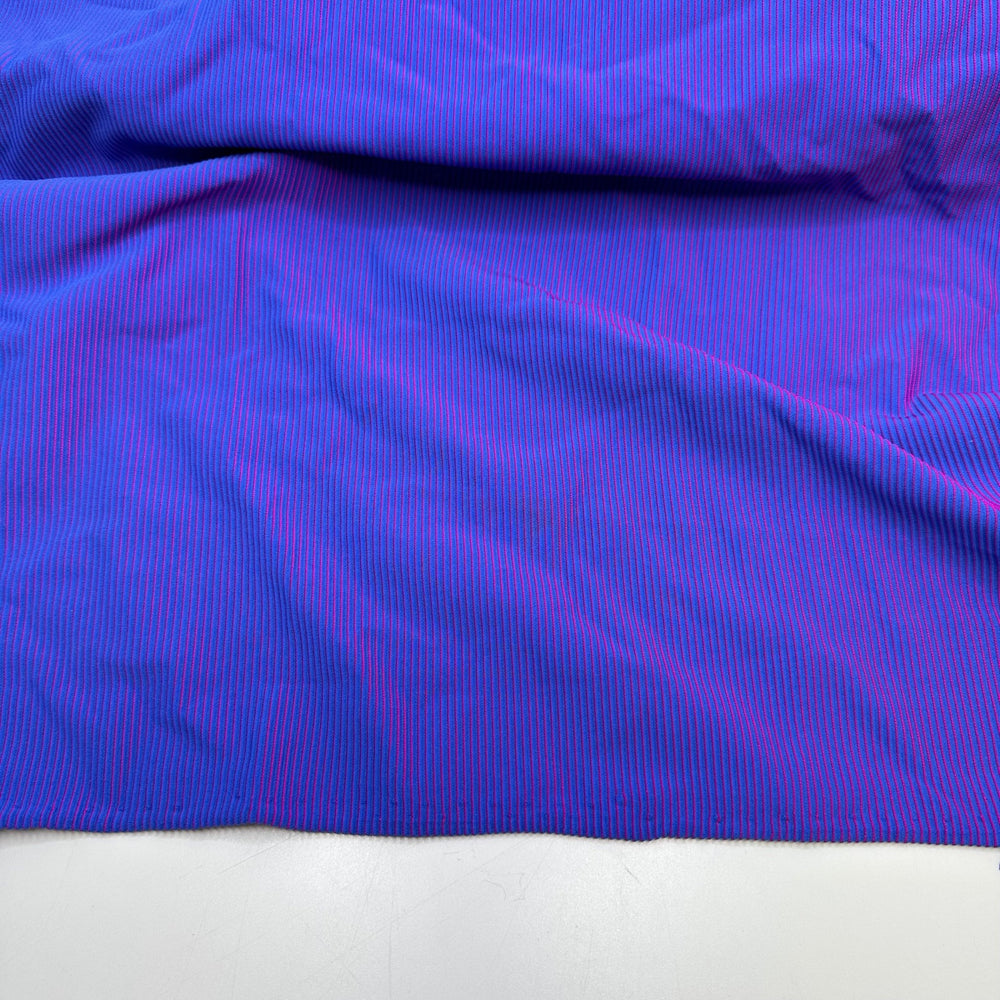 UB - Impressive Holographic - Holographic Rib Knit Poly/Spandex Knit - Blue/Pink Pinstripe - 1.25M Bundle - True Deadstock fabric Fabric by private - Sustainable Textile | FABCYCLE