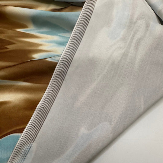 UB - In Her Shoes - Water Resistant Jersey Poly/Spandex Knit - Light Blue/Beige Abstract - Bundles - True Deadstock fabric Fabric by private - Sustainable Textile | FABCYCLE