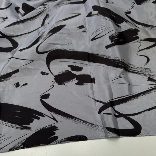 UB - Ink Pad - Vintage Satin Poly Woven - Grey/Black Abstract - 1.35M Bundle - True Deadstock fabric Fabric by private - Sustainable Textile | FABCYCLE
