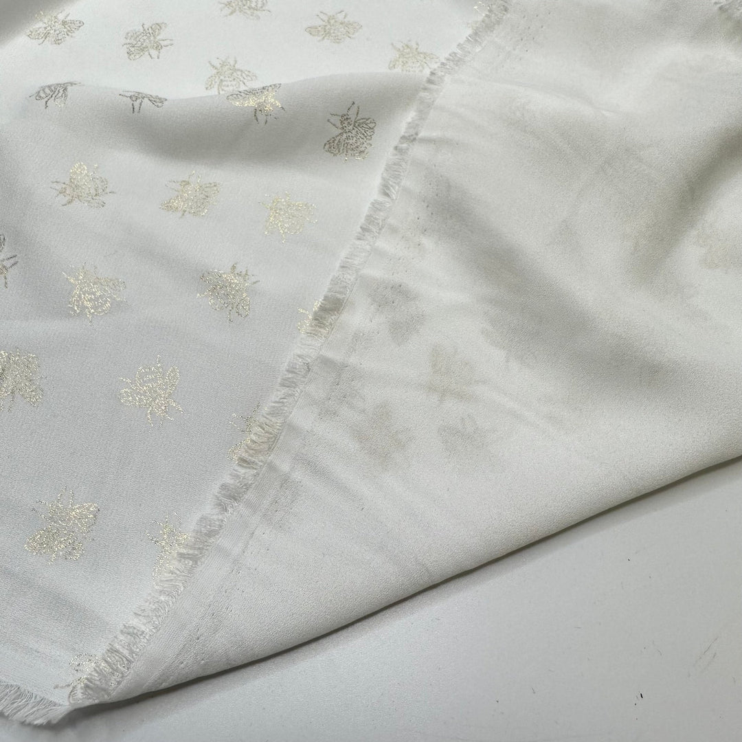UB - Jo Multiplied - Metallic Chiffon Poly Woven - White/Gold Bee - 0.9M Bundle - True Deadstock fabric Fabric by private - Sustainable Textile | FABCYCLE