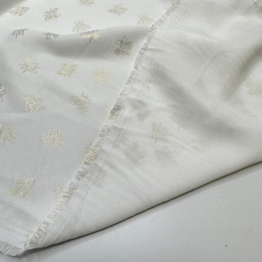 UB - Jo Multiplied - Metallic Chiffon Poly Woven - White/Gold Bee - 0.9M Bundle - True Deadstock fabric Fabric by private - Sustainable Textile | FABCYCLE