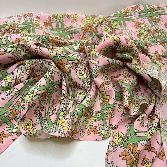 UB - Lattes Work - Twill Weave Poly Woven - Pink Multi Grid Floral - 1.8M Bundle - True Deadstock fabric Fabric by private - Sustainable Textile | FABCYCLE
