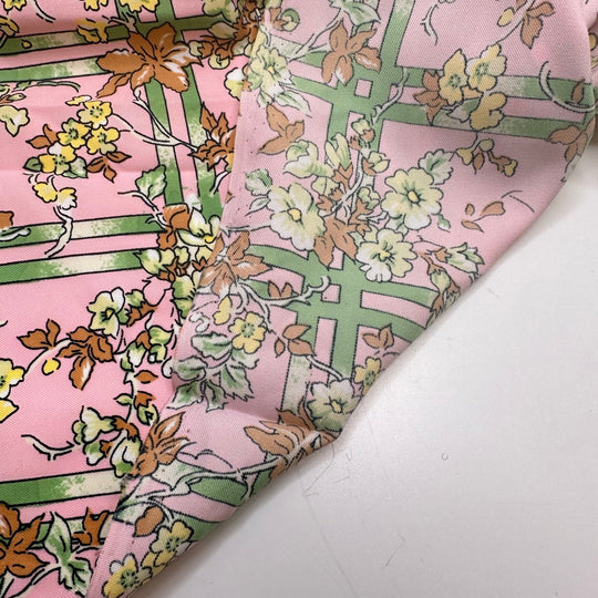UB - Lattes Work - Twill Weave Poly Woven - Pink Multi Grid Floral - 1.8M Bundle - True Deadstock fabric Fabric by private - Sustainable Textile | FABCYCLE