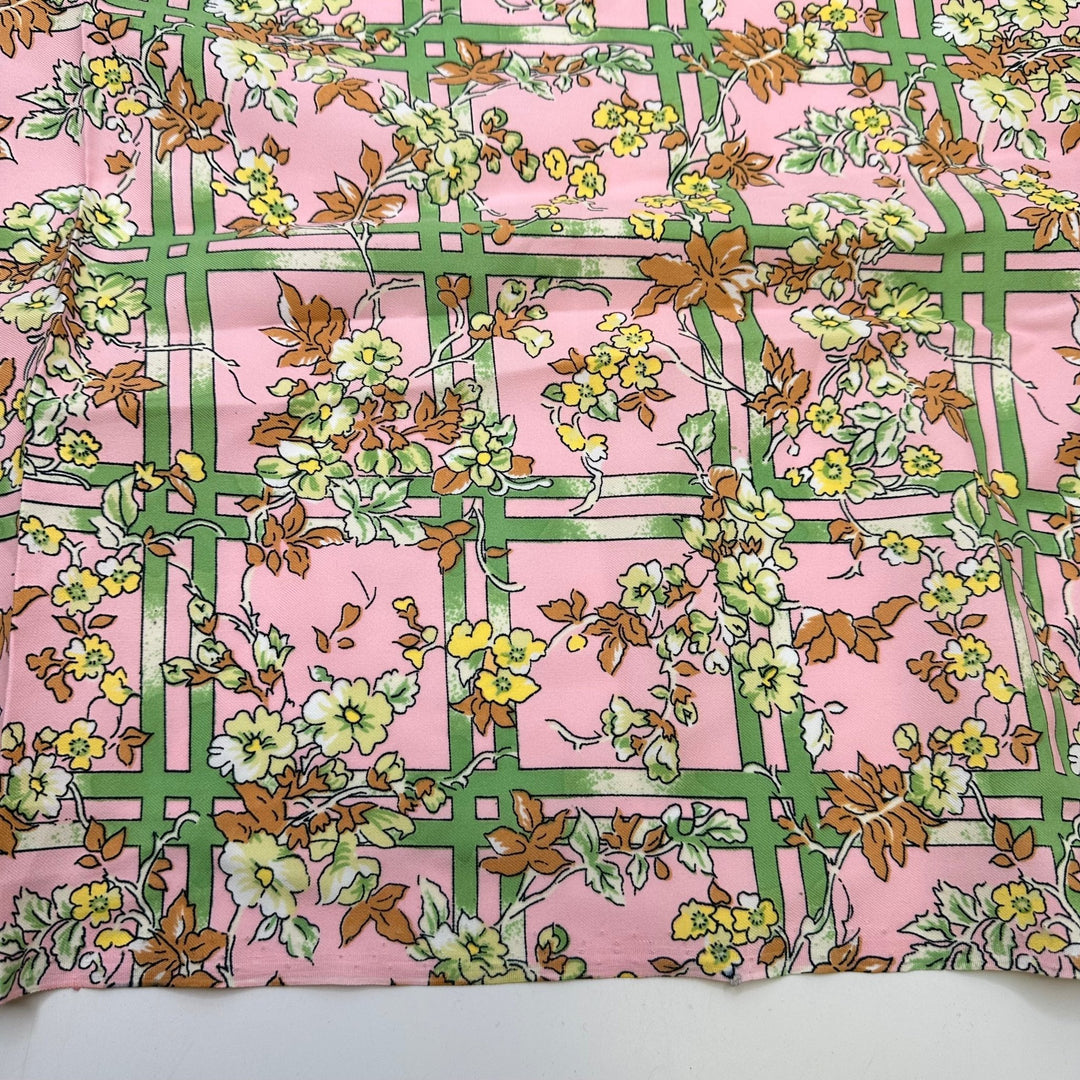 UB - Lattes Work - Twill Weave Poly Woven - Pink Multi Grid Floral - 1.8M Bundle - True Deadstock fabric Fabric by private - Sustainable Textile | FABCYCLE