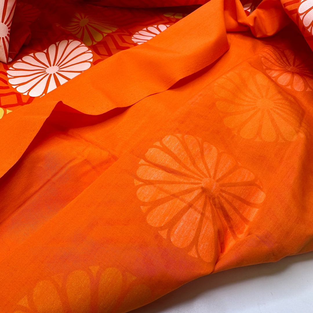 UB - Lemonade Jug - Screen Printed Cotton Blend Woven - Orange Multi Geometric - 1.6M Bundle - True Deadstock fabric Fabric by private - Sustainable Textile | FABCYCLE