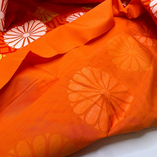 UB - Lemonade Jug - Screen Printed Cotton Blend Woven - Orange Multi Geometric - 1.6M Bundle - True Deadstock fabric Fabric by private - Sustainable Textile | FABCYCLE
