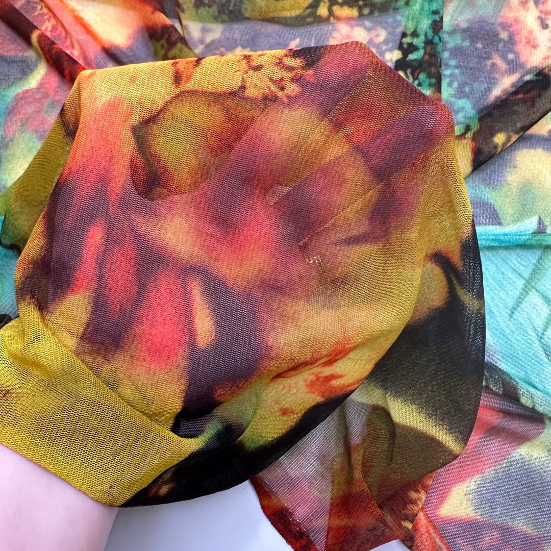 UB - Little Alice - Mesh Poly/Spandex Knit - Multi Oversized Floral - 1.75M Bundle - True Deadstock fabric Fabric by private - Sustainable Textile | FABCYCLE