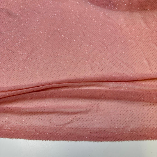 UB - Long Glove Seduction - Metallic Mesh Poly Knit - Pink Pinstripe - 1.1M Bundle - True Deadstock fabric Fabric by private - Sustainable Textile | FABCYCLE