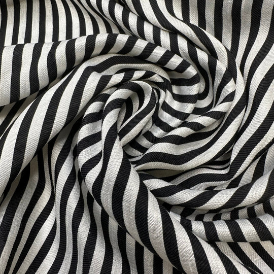 UB - Love Hate Relationship - Metallic Large Thread Sateen Poly Woven - Black/Silver Stripes - 2.4M Bundle - True Deadstock fabric Fabric by private - Sustainable Textile | FABCYCLE