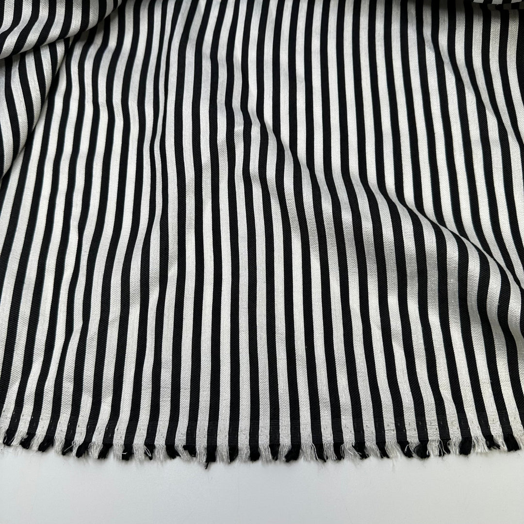 UB - Love Hate Relationship - Metallic Large Thread Sateen Poly Woven - Black/Silver Stripes - 2.4M Bundle - True Deadstock fabric Fabric by private - Sustainable Textile | FABCYCLE