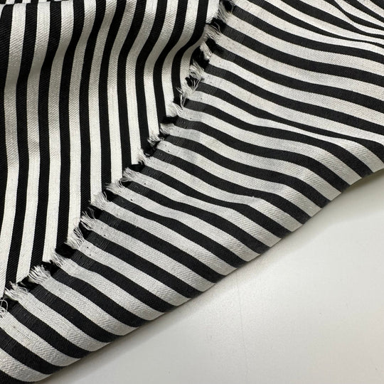UB - Love Hate Relationship - Metallic Large Thread Sateen Poly Woven - Black/Silver Stripes - 2.4M Bundle - True Deadstock fabric Fabric by private - Sustainable Textile | FABCYCLE