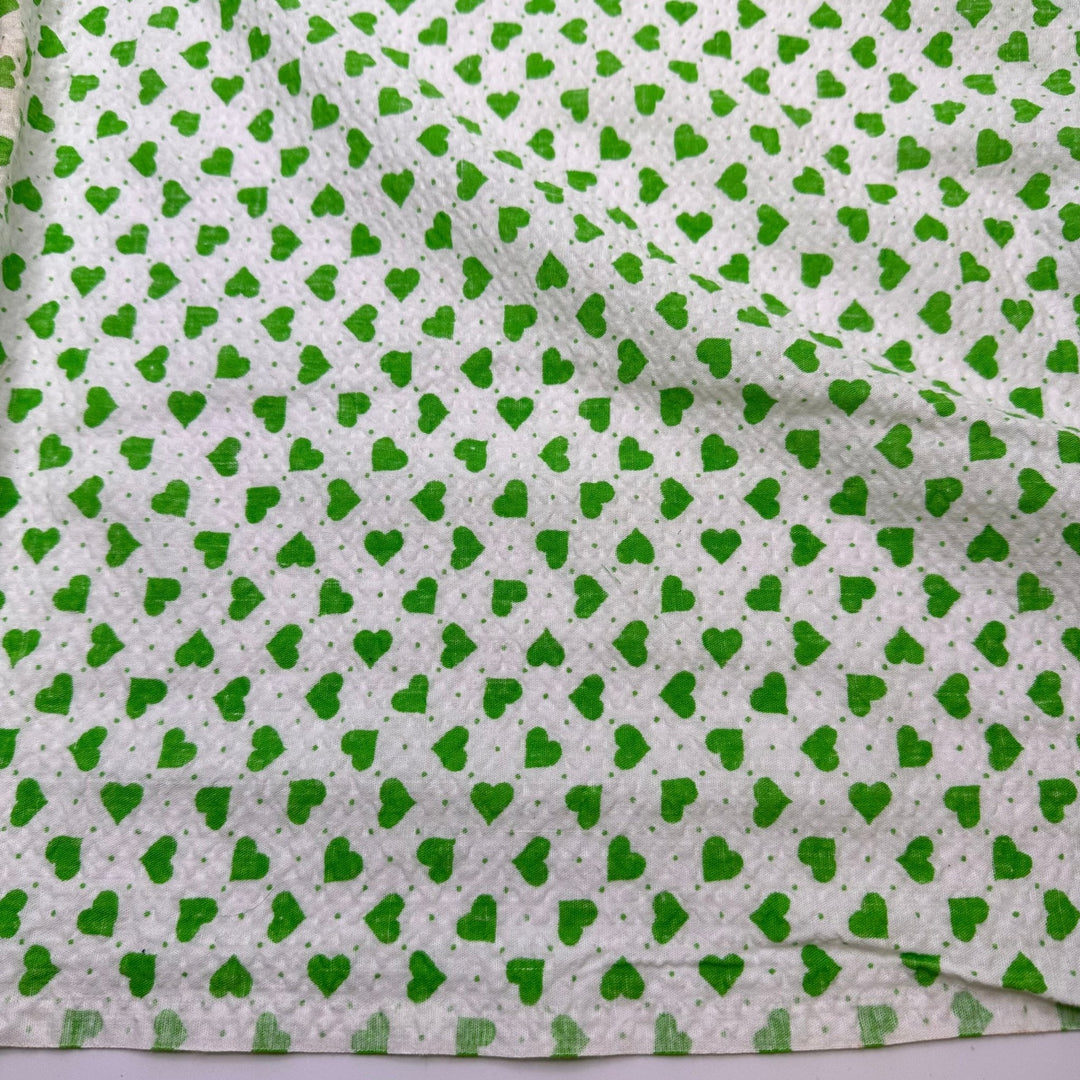 UB - Lucky In Love - Vintage Seersucker Cotton Woven - White/Green Hearts - 2M Bundle - True Deadstock fabric Fabric by private - Sustainable Textile | FABCYCLE