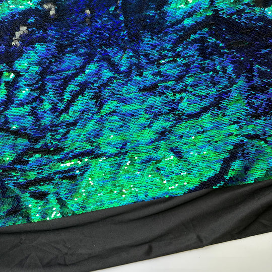UB - Mermaid Dreams - Reverse Sequins Jersey Poly Knit - Blue/Grey - 1.7M Bundle - True Deadstock fabric Fabric by private - Sustainable Textile | FABCYCLE