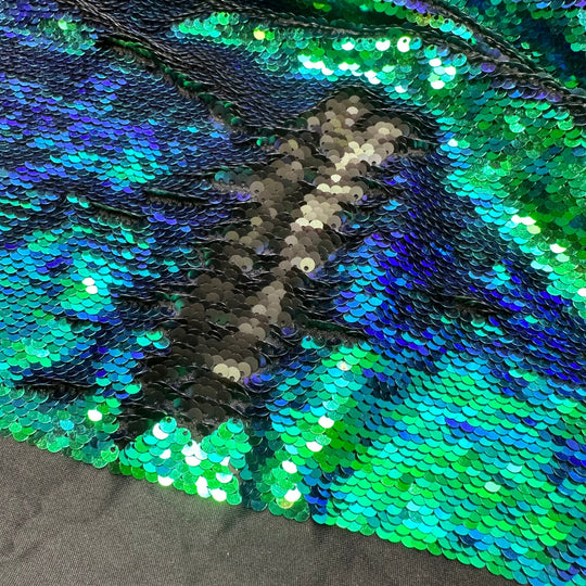 UB - Mermaid Dreams - Reverse Sequins Jersey Poly Knit - Blue/Grey - 1.7M Bundle - True Deadstock fabric Fabric by private - Sustainable Textile | FABCYCLE