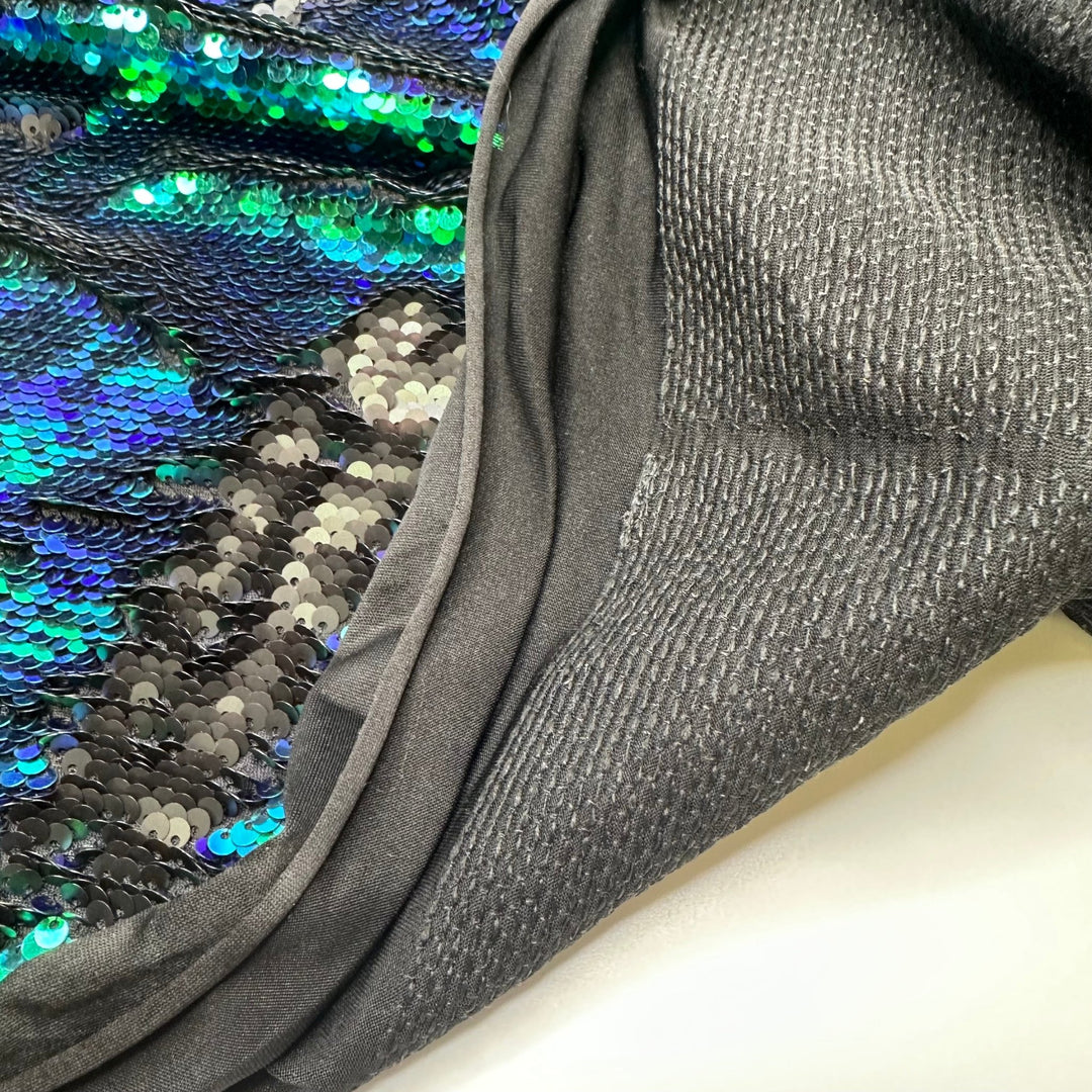 UB - Mermaid Dreams - Reverse Sequins Jersey Poly Knit - Blue/Grey - 1.7M Bundle - True Deadstock fabric Fabric by private - Sustainable Textile | FABCYCLE